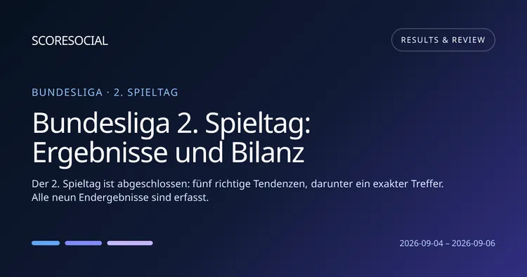 Bundesliga 2. Spieltag: Ergebnisse und Bilanz – ScoreSocial
