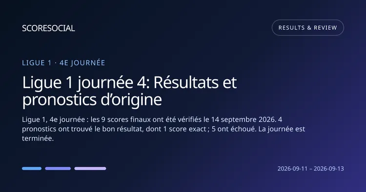 Ligue 1 journée 4: Résultats et pronostics d’origine – ScoreSocial