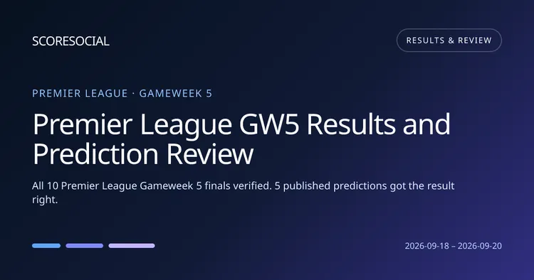Premier League GW5 Results and Prediction Review round graphic